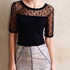 Green Anthropologie Dotted Lace Sweater (XS)